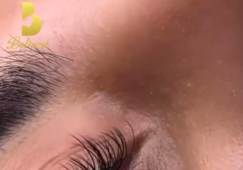 Real client eyelash extensions close up at Beloved Beauty Salon Dubai
