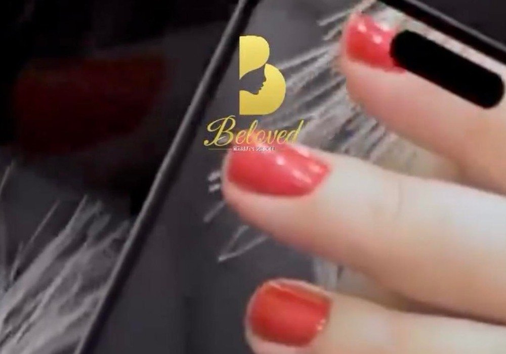 Real client classic red manicure at Beloved Beauty Salon Dubai