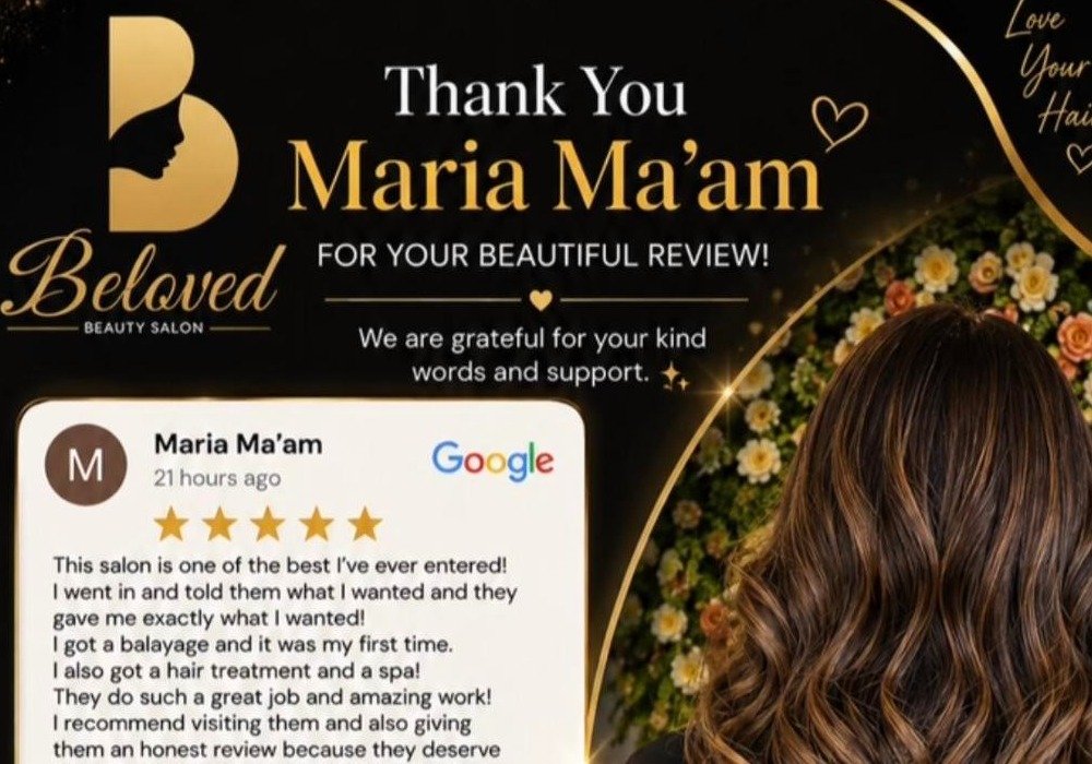 Real five star Google review for Beloved Beauty Salon Dubai