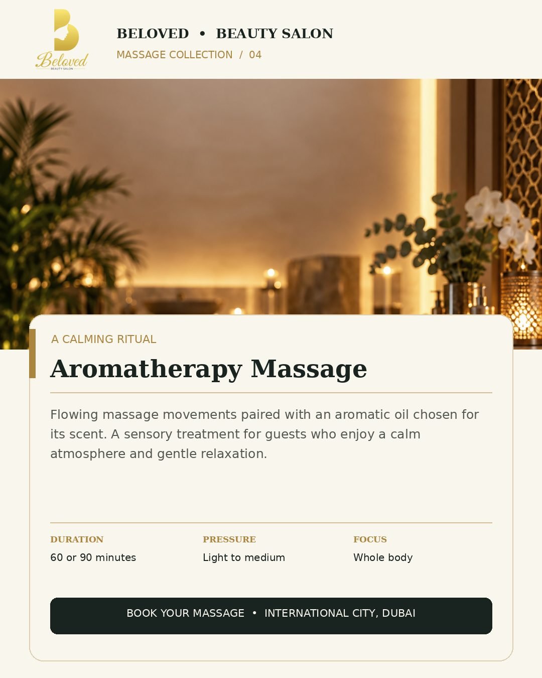Aromatherapy Massage at Beloved Beauty Salon, International City Dubai