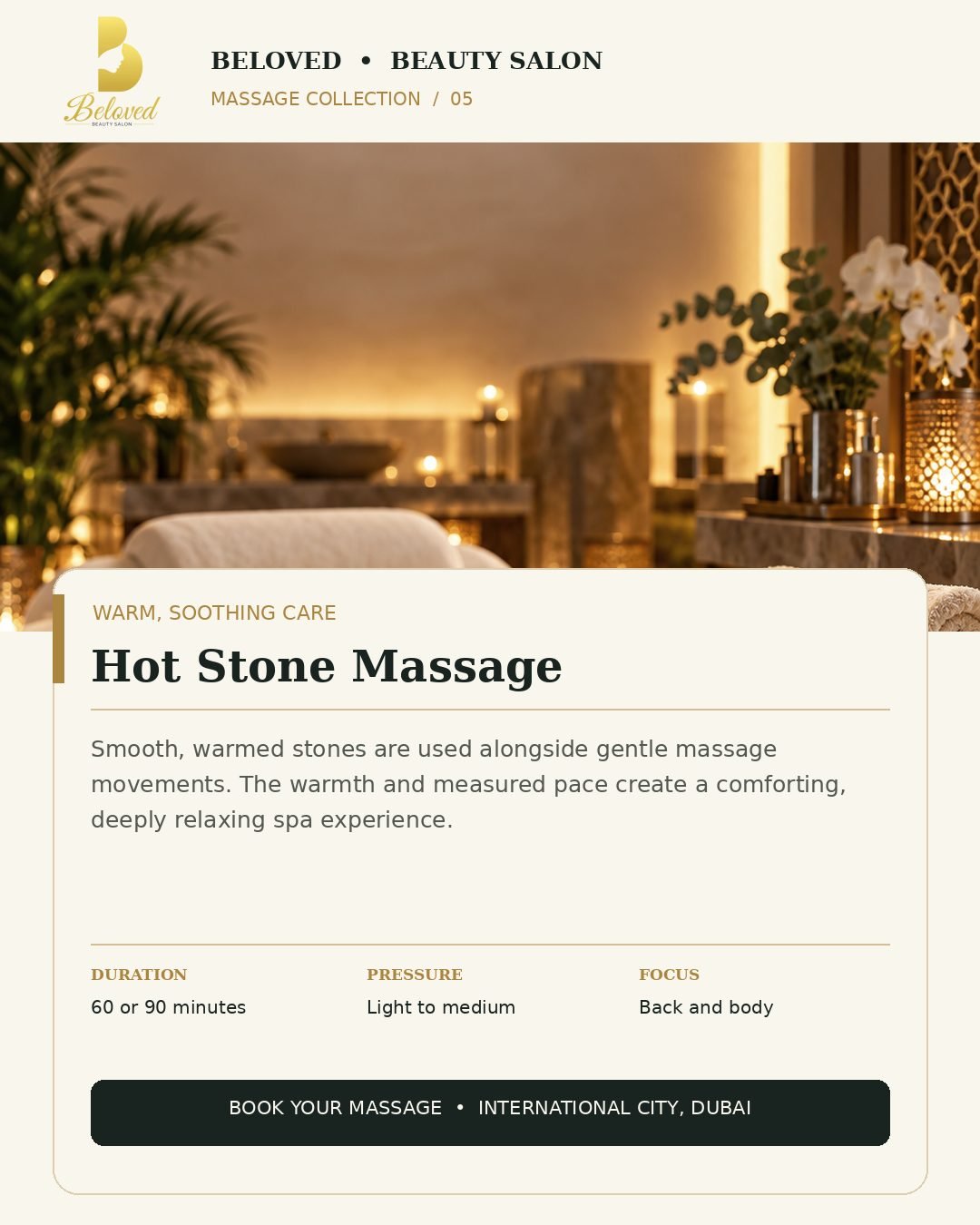 Hot Stone Massage at Beloved Beauty Salon, International City Dubai